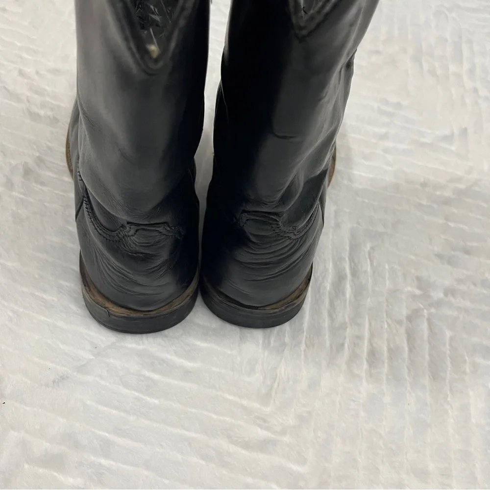 Roper Black Turquoise Kid‎ Cowgirl Boots size 3 western beads leather